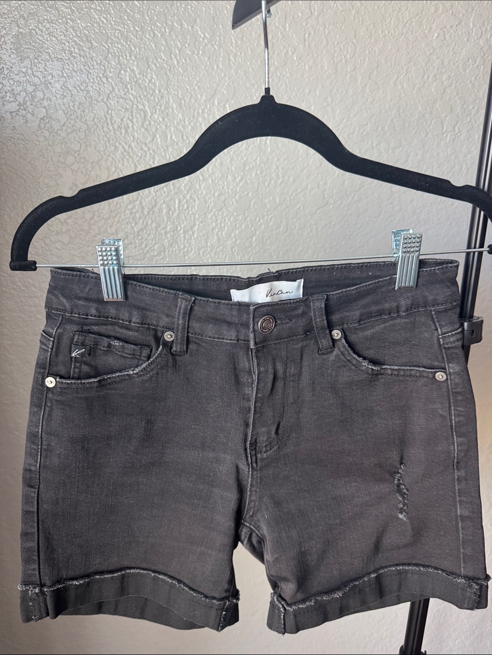 KanCan Black Washed Denim Shorts
